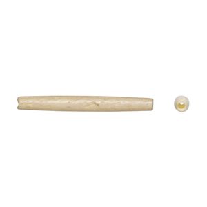 Bead, antiqued domestic water buffalo bone (dyed), white, 37x3mm-39x5mm hand-cut hairpipe, Mohs hardness 2-1/2. Sold per pkg of 12.