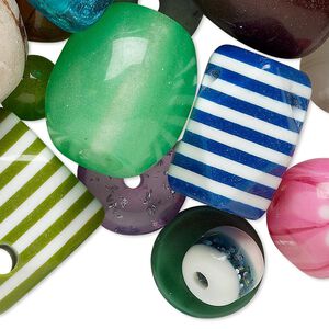 Bead mix, acrylic, mixed colors, 8-50mm mixed shape. Sold per 1/2 pound pkg, approximately 45 beads.