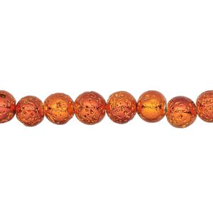 Lava rock 1pkg1, electrocoated round bead 15.5-16 inch 6-7mm