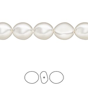 Pearl 10pk white, Crystal Passions® 10x9mm baroque coin 5842