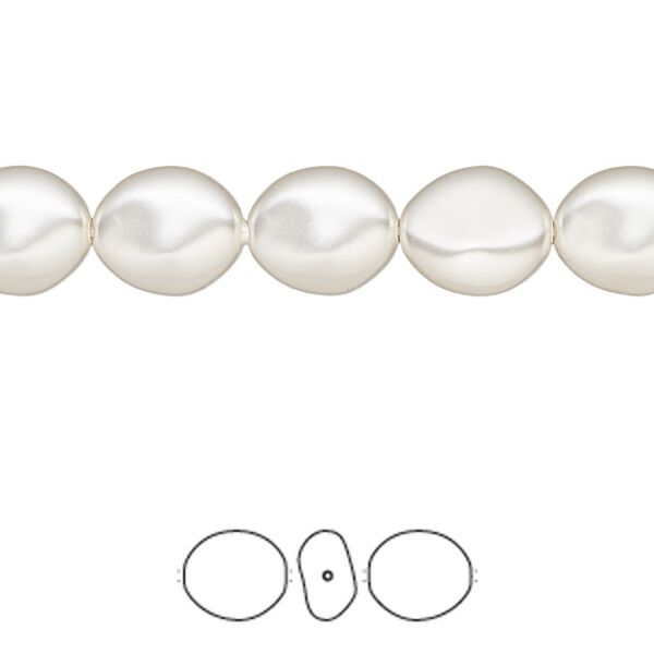 Pearl 10pk white, Crystal Passions® 10x9mm baroque coin 5842 image number 0