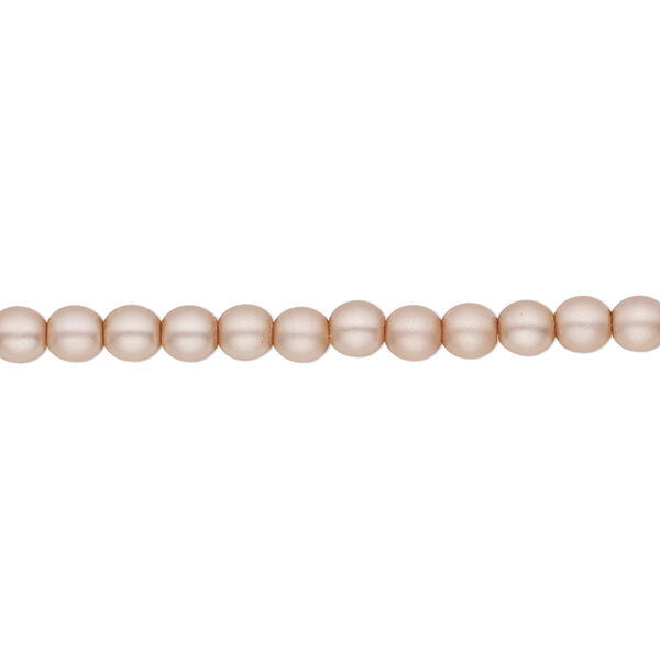 Bead, Czech pearl-coated glass druk, opaque matte pale rose, 4mm round. Sold per 15-1/2" to 16" strand. image number 0