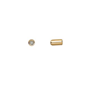 Earnut 1pkg100 gold-plated, 7x3mm, rubber / brass 50 pair