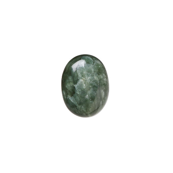 Cabochon, seraphinite (natural), 16x12mm calibrated oval, B grade, Mohs hardness 2 to 2-1/2. Sold individually. image number 0