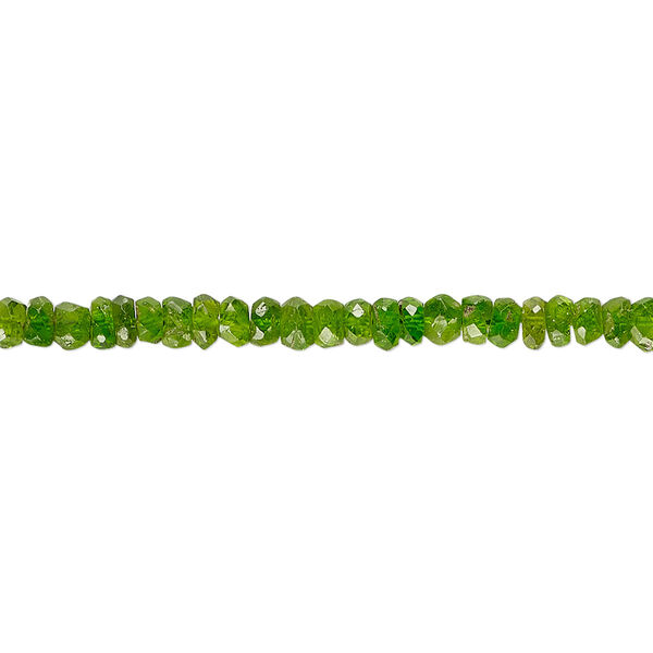 Bead, chrome diopside (natural), 3x2mm-4x2mm hand-cut faceted rondelle with 0.4-1.4mm hole, B+ grade, Mohs hardness 5-1/2 to 6. Sold per 13-inch strand. image number 0