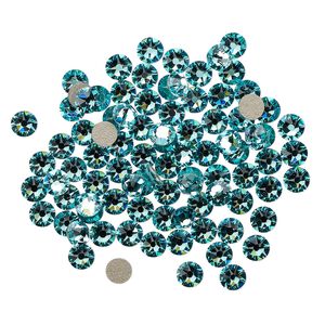 Flat back 1440pk light turquoise foil back, Swarovski® 3-3.2mm rose round SS12 2088