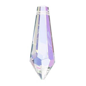 Suncatcher 6pk clear AB, Asfour Crystal 38x13mm top-drilled faceted point