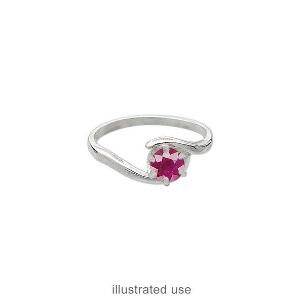 Ring, Sure-Set™, sterling silver, swirl band with 5mm 6-prong round setting, size 8. Sold individually. image number 1