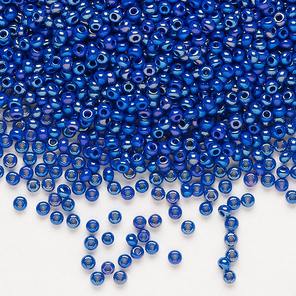 Seed bead, Preciosa Ornela Czech glass, pkg/50g, #11 rocaille, opaque rainbow blue, (34050). image number 0
