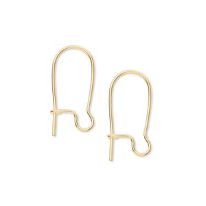 Ear wire kidney 1pkg100 gold-plated, 18mm / open loop, 21 gauge brass 50 pair