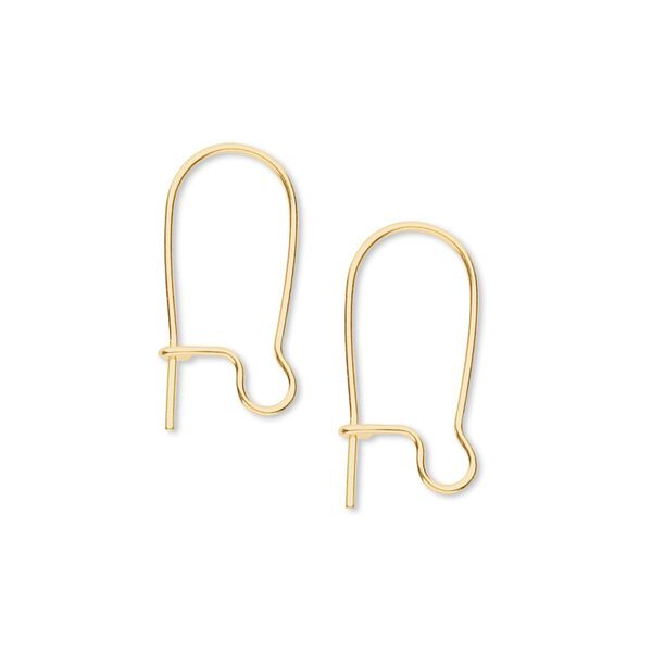 Ear wire kidney 1pkg100 gold-plated, 18mm / open loop, 21 gauge brass 50 pair image number 0