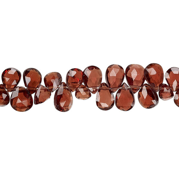 Garnet 1pkg1, hand-cut top-drilled faceted puffed teardrop bead natural 8 inch 5x4mm-9x6mm image number 0