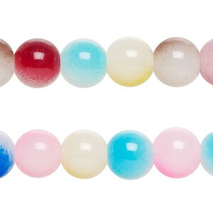 Bead, glass, translucent multicolored, 10-10.5mm round. Sold per pkg of (2) 7-inch strands, approximately 40 beads.
