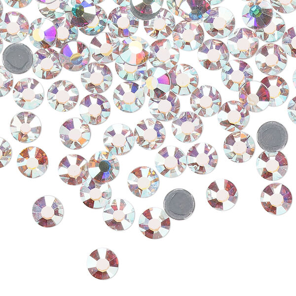 Flat back, Dance With Me™ crystal hotfix rhinestone, crystal AB, foil back, 4.6-4.8mm rose, SS20. Sold per pkg of 144 (1 gross). image number 0