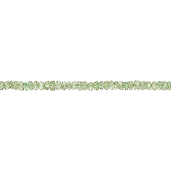 Bead, tsavorite garnet (natural), light, 2x1mm-3x2mm hand-cut faceted rondelle, B grade, Mohs hardness 7 to 7-1/2. Sold per 15-inch strand, approximately 180 beads. image number 0