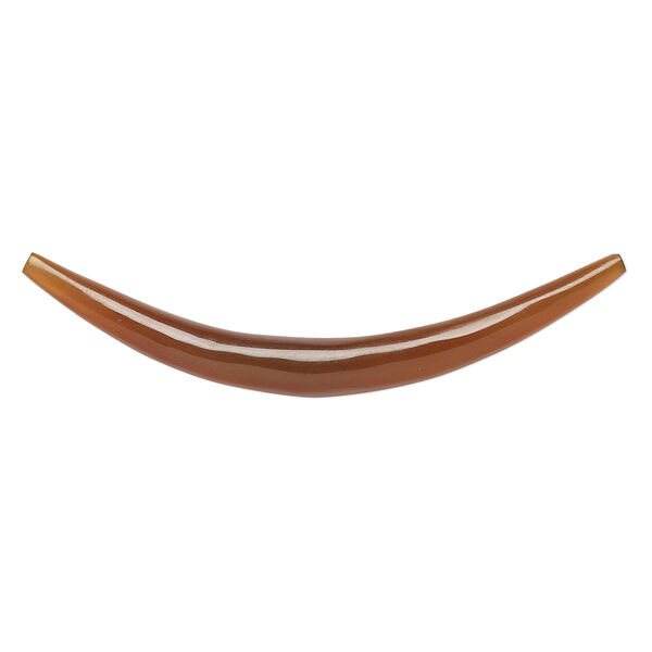 Component, horn (dyed), golden, 5-7mm wide, 2-1/2 x 1/2 inch to 2-3/4 x 3/4 inch undrilled curve with tapered 3.5-4.5mm ends. Sold individually. image number 0