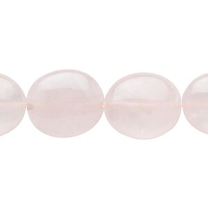 Rose quartz 1pkg1, flat oval bead natural 15.5-16 inch 16x14mm
