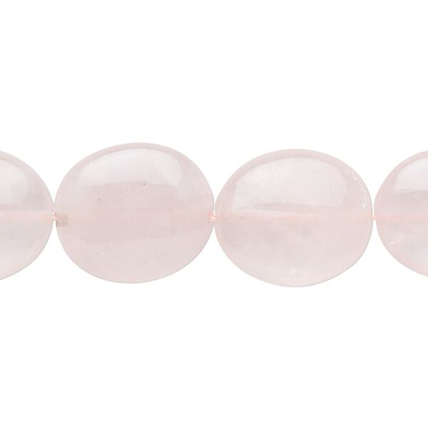 Rose quartz 1pkg1, flat oval bead natural 15.5-16 inch 16x14mm image number 0