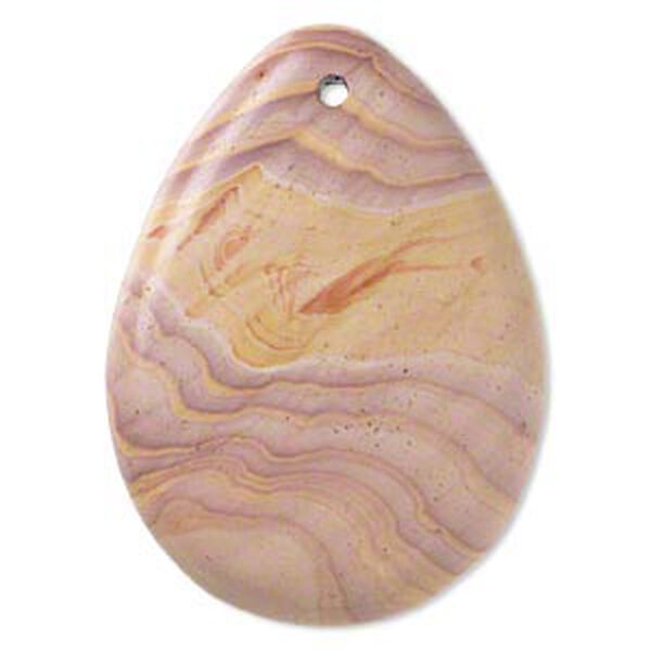 Focal, rainbow marble (natural), 50x37mm hand-cut top-drilled teardrop with flat back, B grade, Mohs hardness 3. Sold individually. image number 0