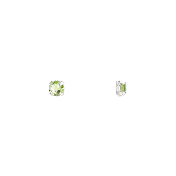 Bead 1440pk rose montees peridot silver plate, Preciosa Czech crystal 3-3.2mm round SS12 image number 0