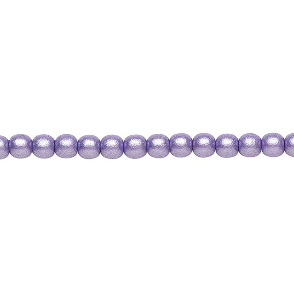 Bead, Czech glass druk, opaque satin purple, 4mm round. Sold per 15-1/2" to 16" strand. image number 0
