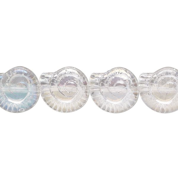 Pressed glass 1pkg1, 2-sided nautilus shell bead, 15.5-16 inch clear AB 12x11.5mm image number 0