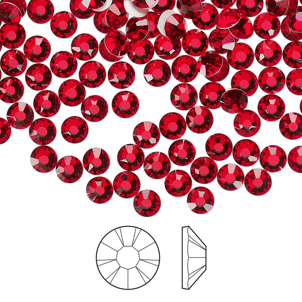 Flat back 1440pk light Siam foil back, Preciosa MAXIMA Czech crystal rhinestone 3.8-4mm chaton rose round SS16 image number 0
