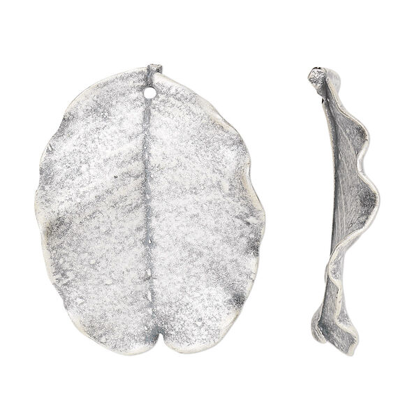 Charm, JBB Findings, sterling silver, 22x20mm-31x26mm matte "Holy Land" carob leaf. Sold individually. image number 0