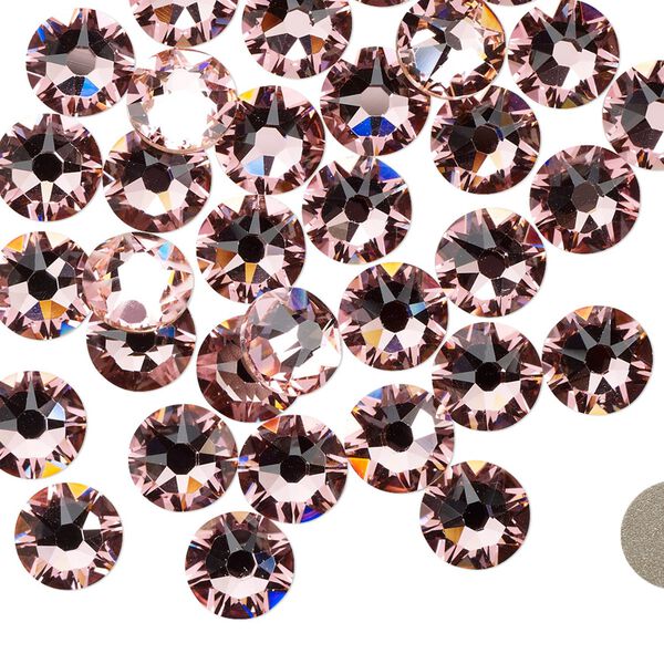 Flat back 12pk light rose foil back, Crystal Passions® 7.07-7.27mm rose round SS34 2088 image number 0