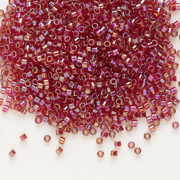 Seed bead, Delica®, glass, pkg/50g, #11 round, translucent rainbow dark cranberry (DB-1242). image number 0