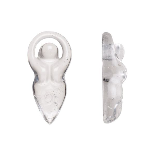 Quartz crystal 1pkg1, hand-cut undrilled 1-sided goddess component natural 24x12mm-26x13mm image number 0