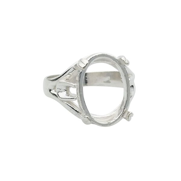 Ring, sterling silver, 18x13mm 4-prong oval setting, size 10. Sold individually. image number 0