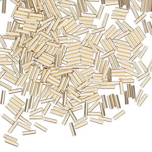 Bead, 14Kt gold-filled, 4x1mm liquid tube. Sold per 1/4 troy ounce pkg, approximately 500 beads.