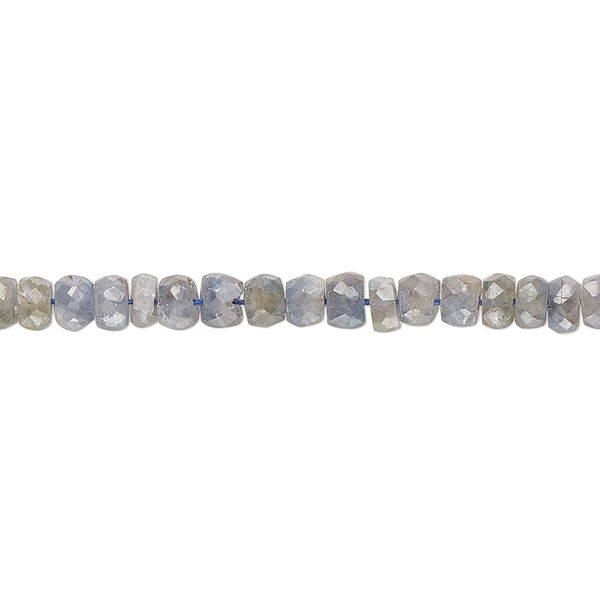 Bead, blue-grey sapphire (dyed), dark, 3x2mm-4x3mm hand-cut faceted rondelle, C grade, Mohs hardness 9. Sold per 14-inch strand, approximately 150 beads. image number 0