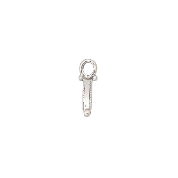 Bail, ice-pick, antiqued sterling silver, 15x13mm with rope design, 8mm grip length. Sold individually. image number 1