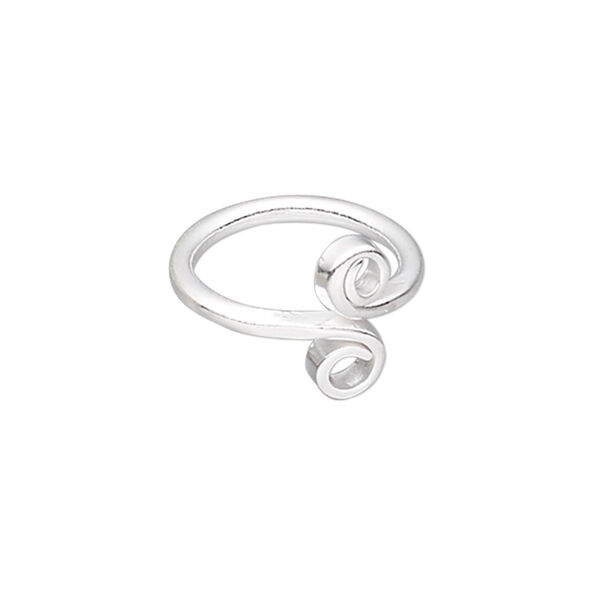 Toe ring, Hill Tribes, silver-plated copper, 13mm wide with double swirl design, adjustable. Sold individually. image number 0