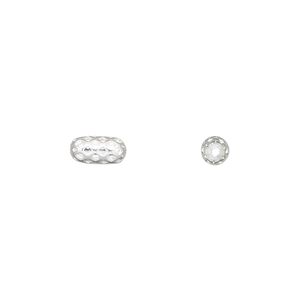 Bead, silver-plated brass, 8x4mm weave capsule. Sold per pkg of 100.