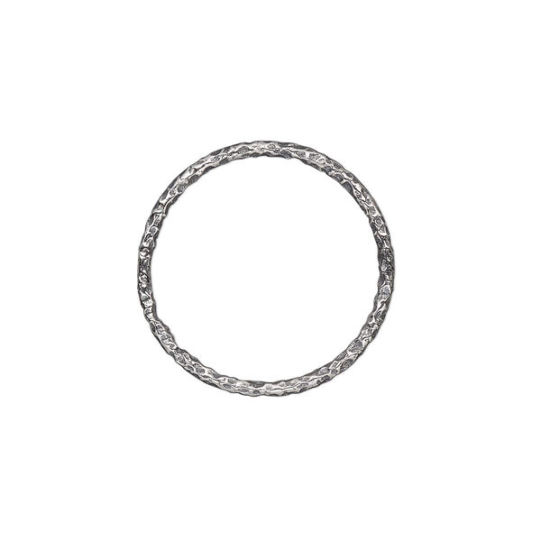 Jump ring, antiqued sterling silver, 18mm hammered round, 15.9mm inside diameter, 17 gauge. Sold per pkg of 2. image number 0