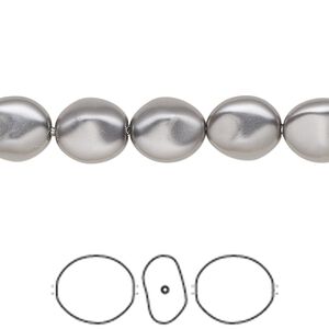 Pearl 10pk dark grey, Crystal Passions® 10x9mm baroque coin 5842