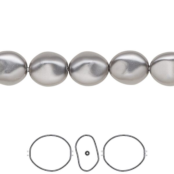 Pearl 10pk dark grey, Crystal Passions® 10x9mm baroque coin 5842 image number 0