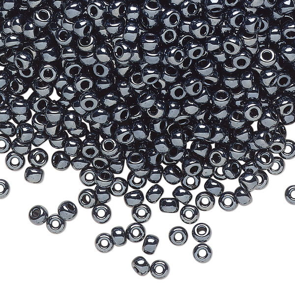 Seed bead, Miyuki, glass, pkg/250g, #8 rocaille, opaque metallic gunmetal, (RR-451). image number 0