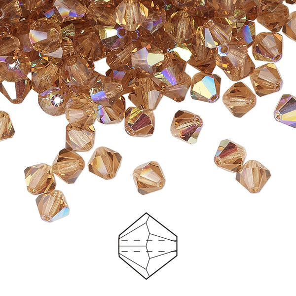 Bead 144pk light Colorado topaz AB, Preciosa Czech crystal 5mm bicone image number 0