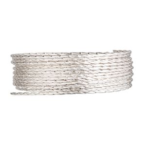 Wire, sterling silver, half-hard, twisted round, 19 gauge. Sold per pkg of 5 feet.