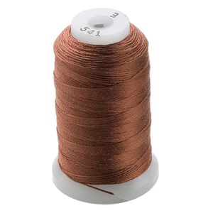 Thread, Purely Silk™, 3-ply, brown, size E. Sold per 200-yard spool.
