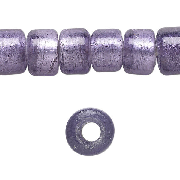 Bead, lampworked glass, semitransparent purple with fine silver foil, 12x8mm crow. Sold per 15-1/2" to 16" strand. image number 0