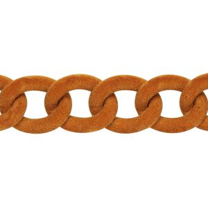 Chain 1pkg1 curb, 13mm, aluminum / flocked light brown 24 inch