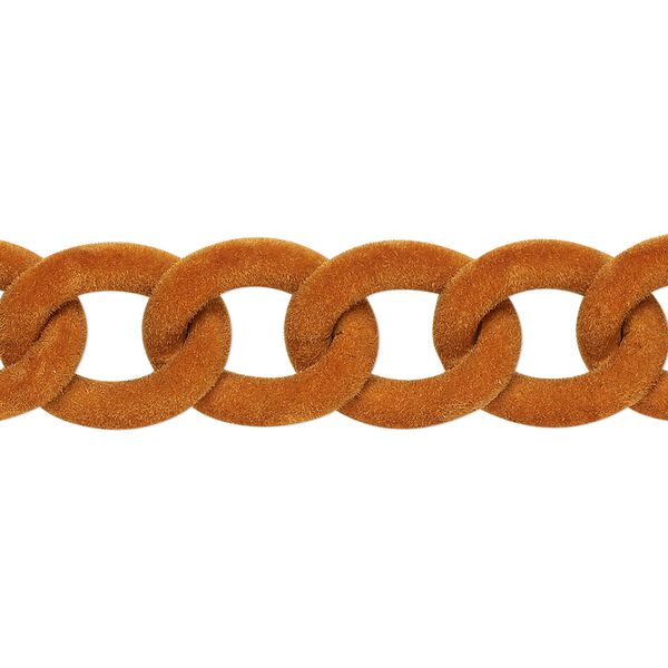 Chain, aluminum, flocked light brown, 13mm curb. Sold per pkg of 24 inches. image number 0
