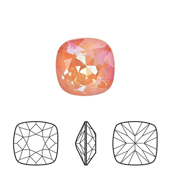 Fancy stone 1pk crystal ultra orange AB, Crystal Passions® 12mm cushion 4470 image number 0
