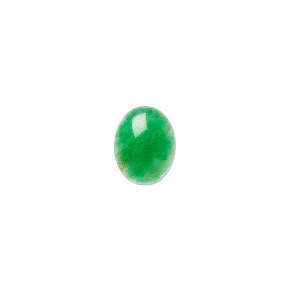 Cabochon, green agate (dyed), 9x7mm calibrated oval, B grade, Mohs hardness 6-1/2 to 7. Sold per pkg of 10. image number 0