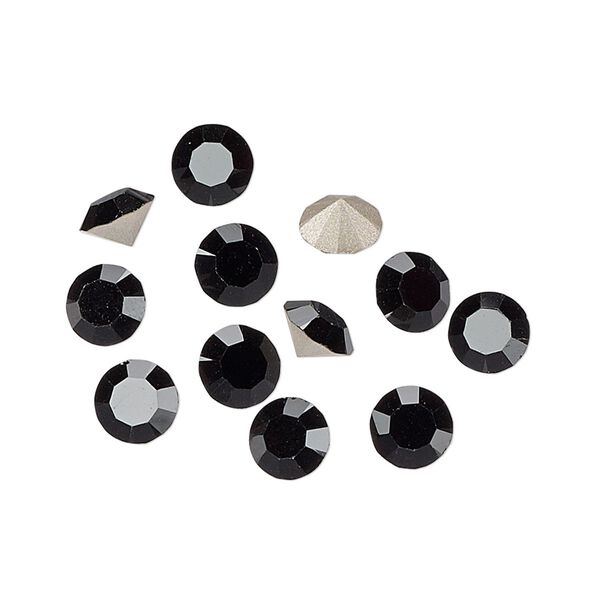 Chaton 12pk jet foil back, Preciosa MAXIMA Czech crystal rhinestone 6.14-6.32mm 15-cut faceted round SS29 image number 0